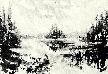 Himmerki Lappland, Rohrfederzeichnung